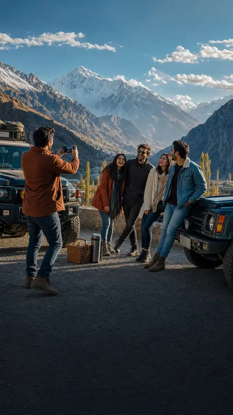 Friends capturing a trip