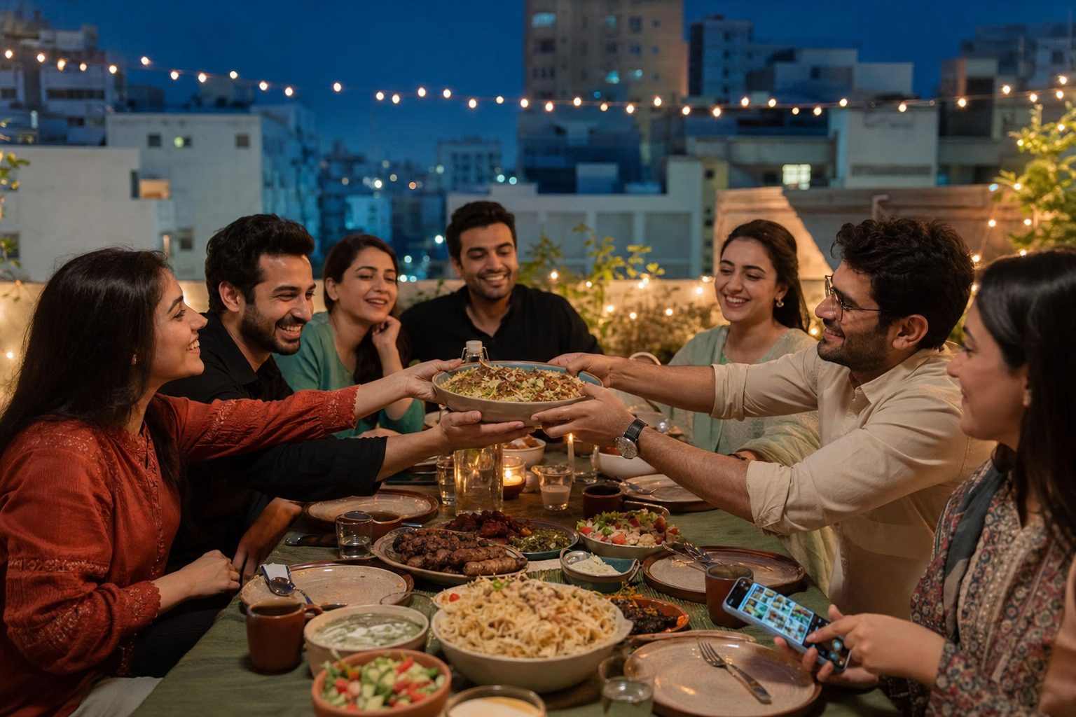 Friends at a dinner